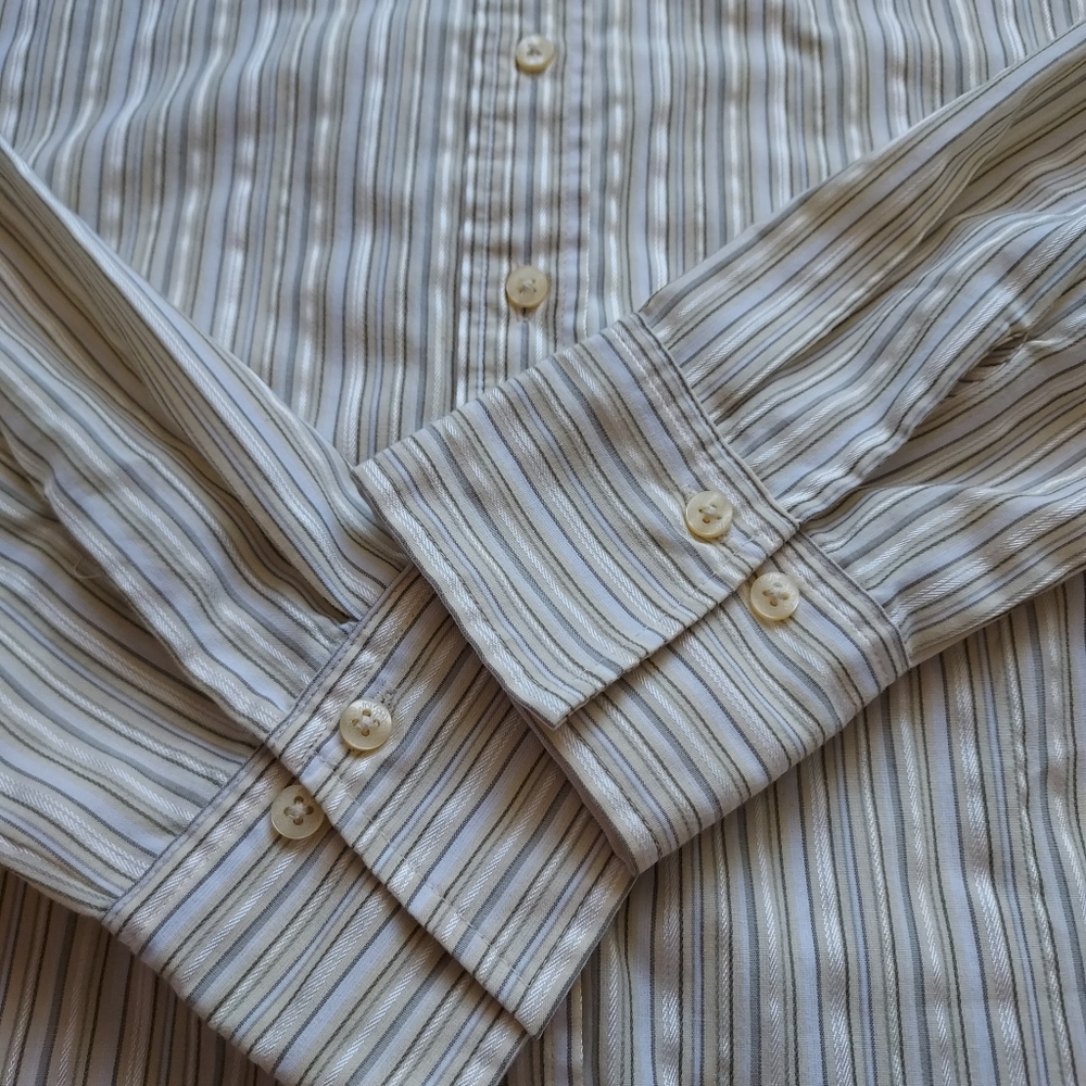 White Stag Shimmery Striped Blouse Academia Career Office Spring Med - Picture 6 of 7
